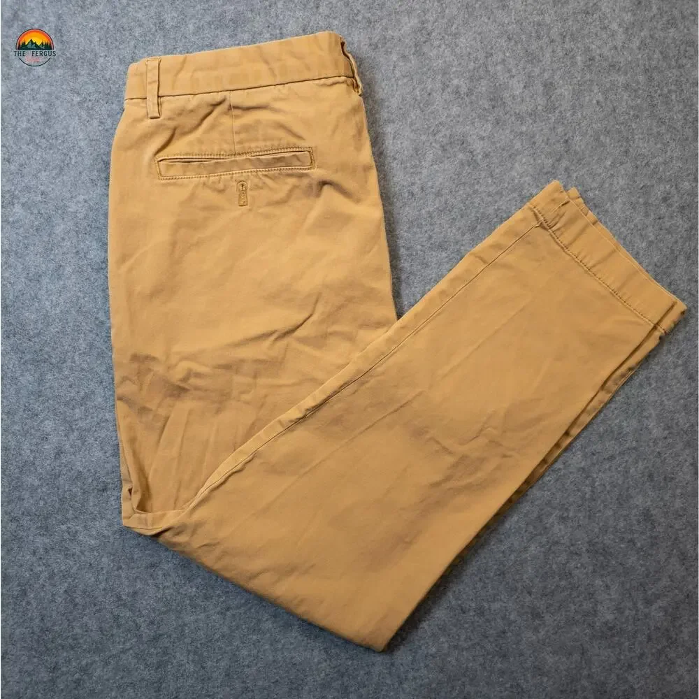 Banana Republic Chino Pants Brown Slim Tapered Fit Pockets Preppy Men's Sz 34X32
